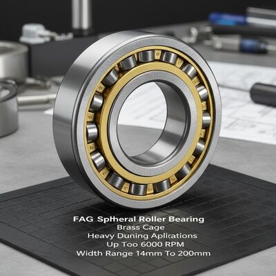 FAG Spherical Roller Bearing with Brass Cage and Self Aligning Feature for Heavy Duty Applications Up To 6000 RPM and Width Range 14mm To 200mm